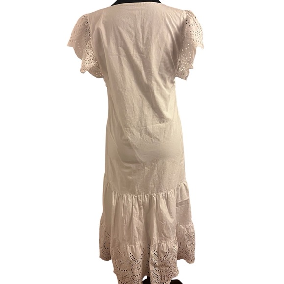 Rails Womens GIA White Woven Tiered V-Neck Midi Dress S *NO BELT* - Picture 4 of 6